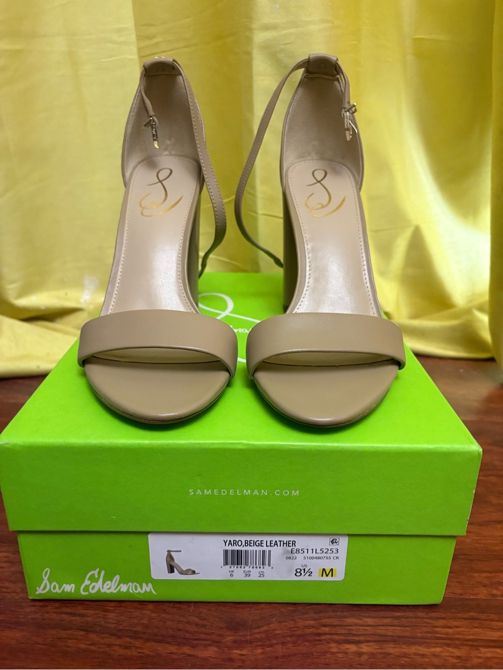 Sam Edelman Beige Open-Toe Ankle-Strap Heels